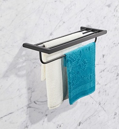 Milacio Полка для полотенец Ultra MCU.965.MB черная матовая – фотография-3